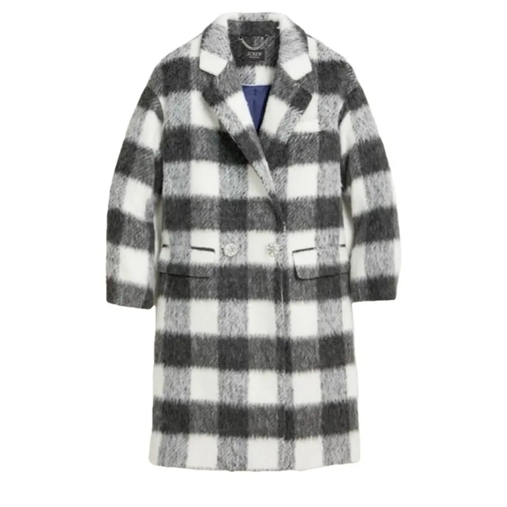 J. Crew Collection relaxed topcoat in Italian brushed buffalo check
